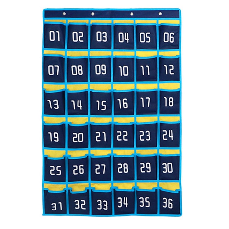 Loghot Classroom Accessories Closet Pocket Chart for Cell Phones Holder Wall Door Hanging Organizer (36 Pockets Blue) - Image 1